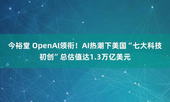 今裕堂 OpenAI领衔！AI热潮下美国“七大科技初创”总估值达1.3万亿美元